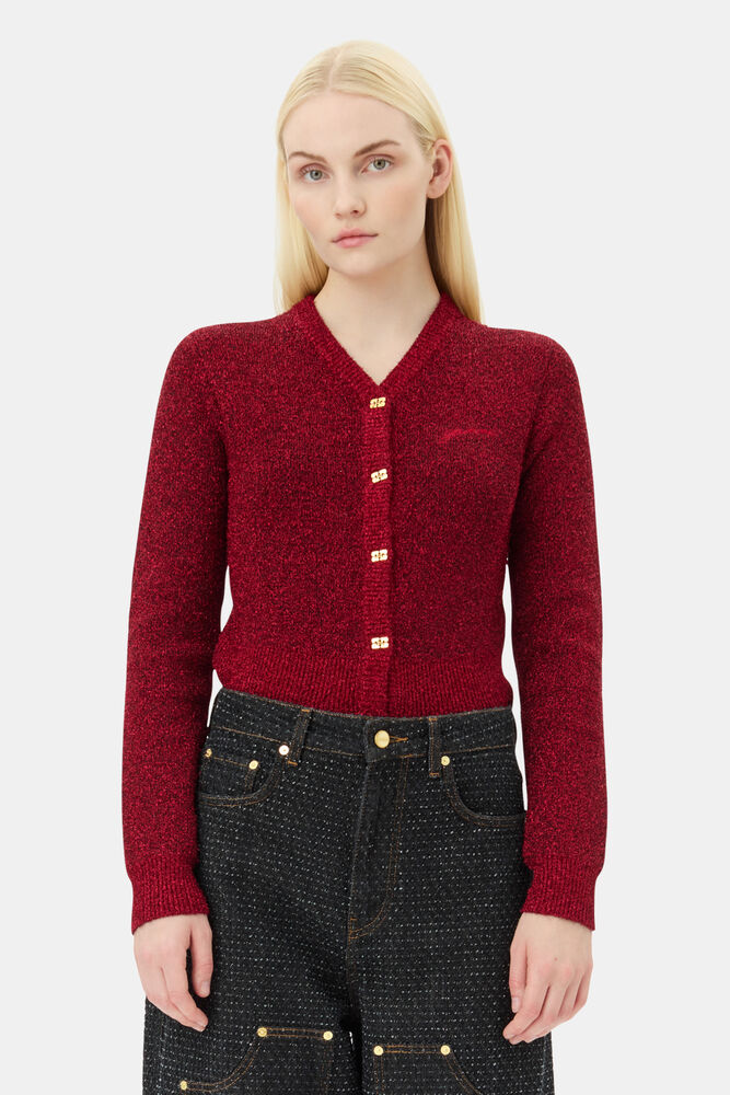 Red Sparkle Short-cardigan, Racing Red