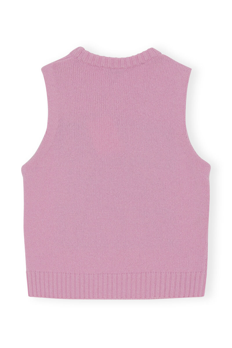 Logo Vest, Polyamide, in colour Winsome Orchid - 2 - GANNI
