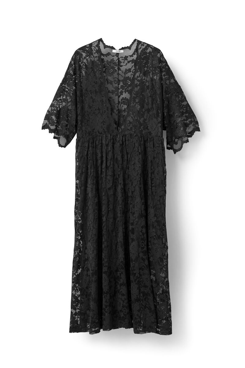 Ayame Lace Dress, in colour Black - 1 - GANNI