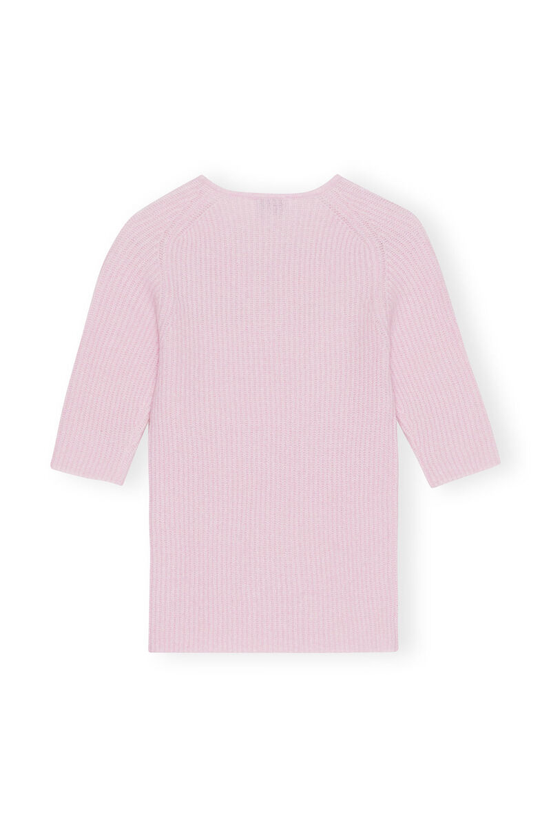 Soft Wool Cut Out Top, Alpaca, in colour Pink Tulle - 2 - GANNI