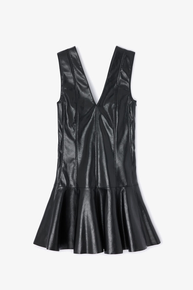 Black Leather Mini Dress, Black