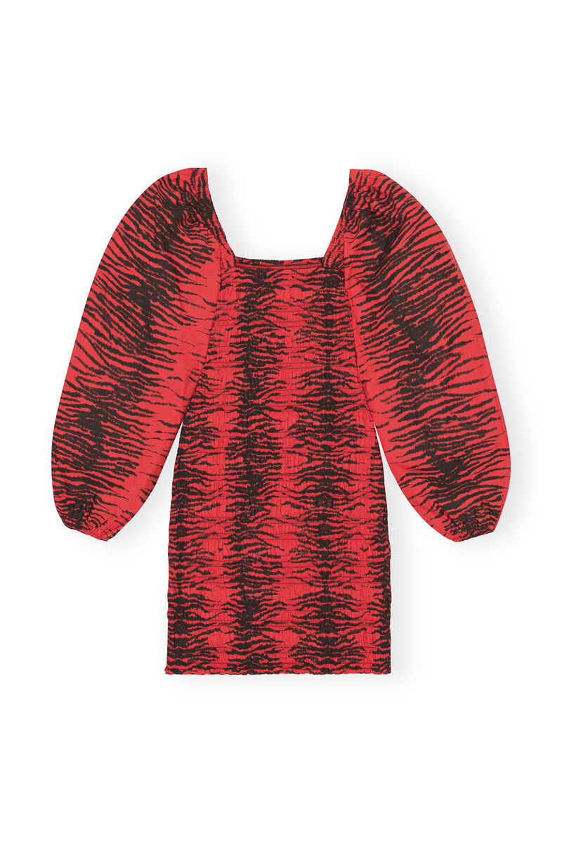 Smock Mini Dress, in colour Fiery Red - 2 - GANNI