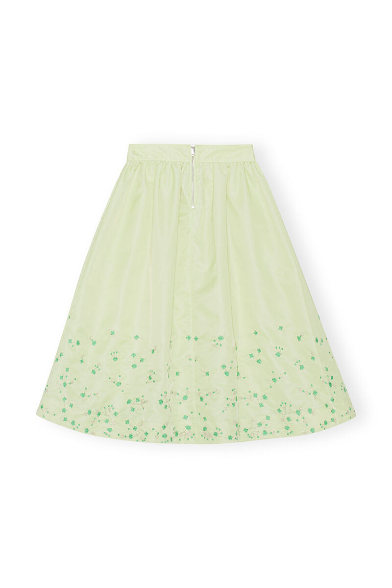Beaded Nylon Skirt, Nylon, in colour Lily Green - 2 - GANNI