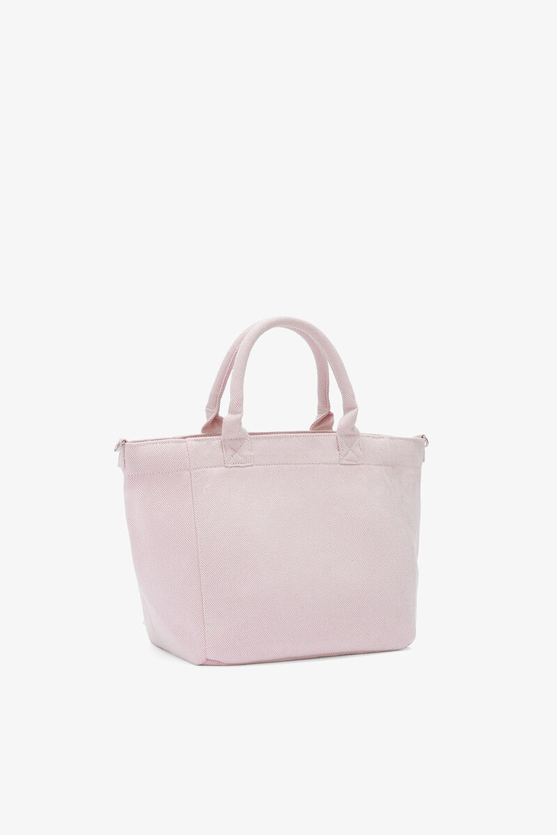 Small Tote Bag in Pink, Recycled Polyester, in colour Egret - 2 - GANNI
