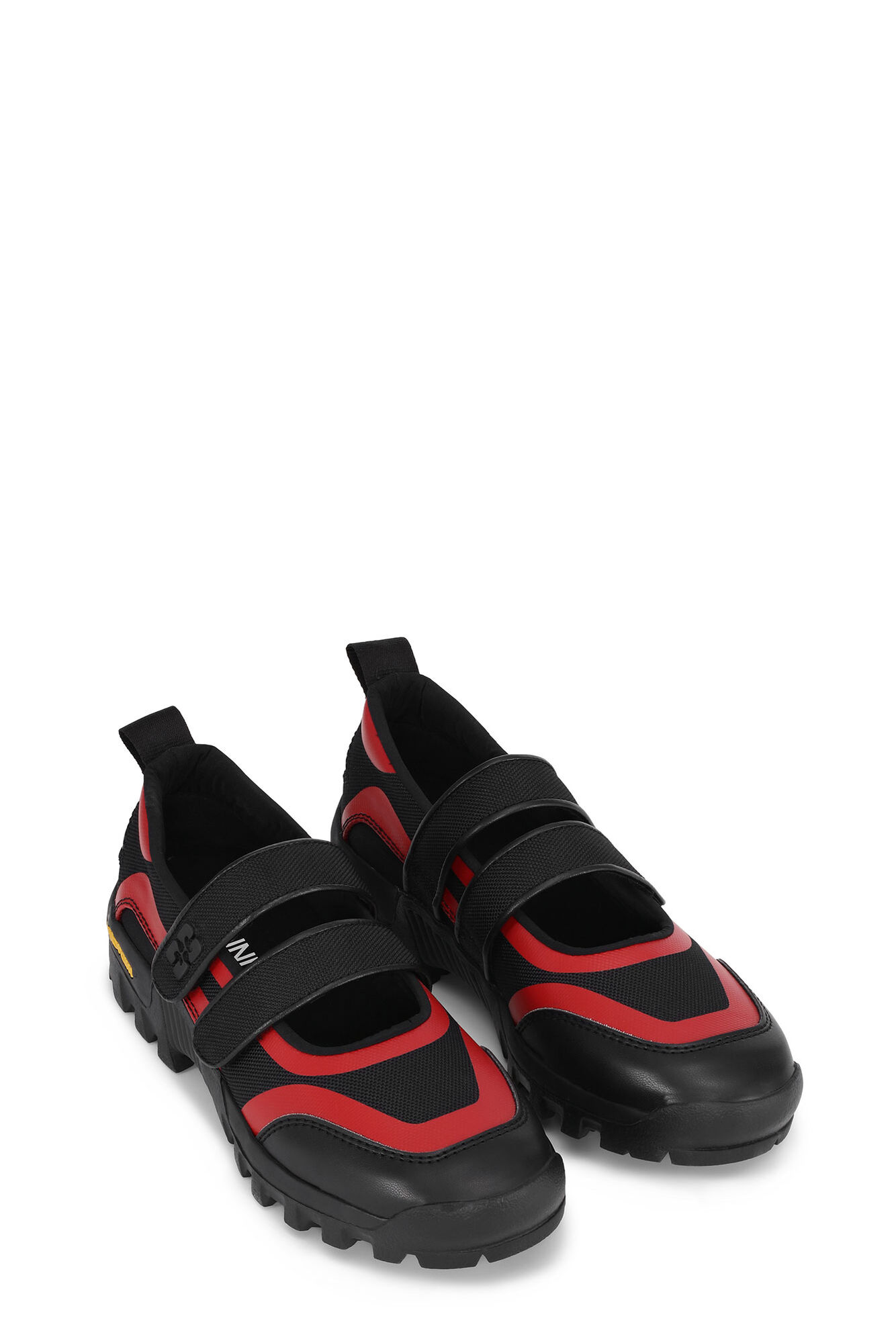 Red Performance Velcro Mary Jane Ballerinas, Polyurethane, in colour Fiery Red - 2 - GANNI