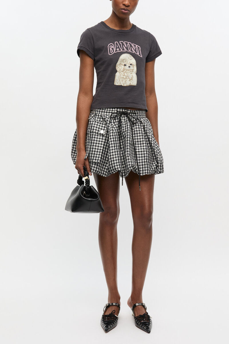 Black Poodle Baby Fit T-shirt, Organic Cotton, in colour Phantom - 2 - GANNI