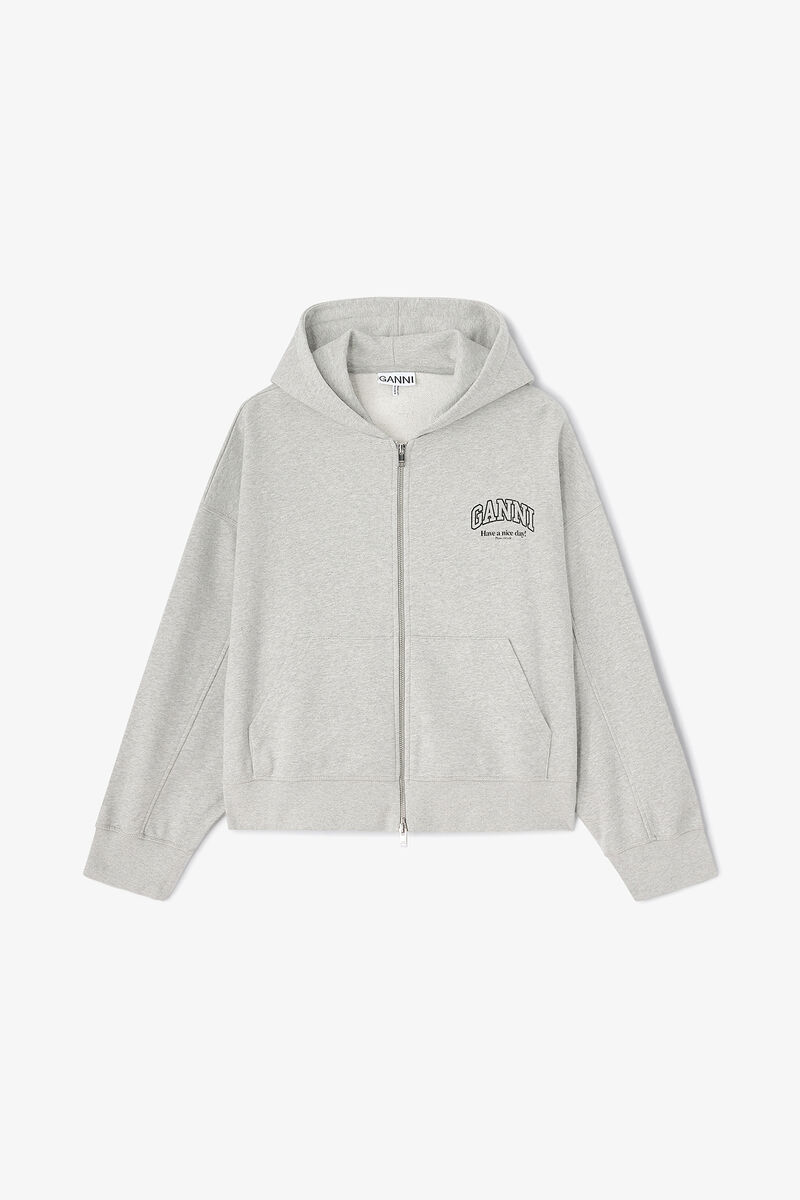 Essential Kapuzenjacke mit Rei&szlig;verschluss, Organic Cotton, in colour Paloma - 1 - GANNI