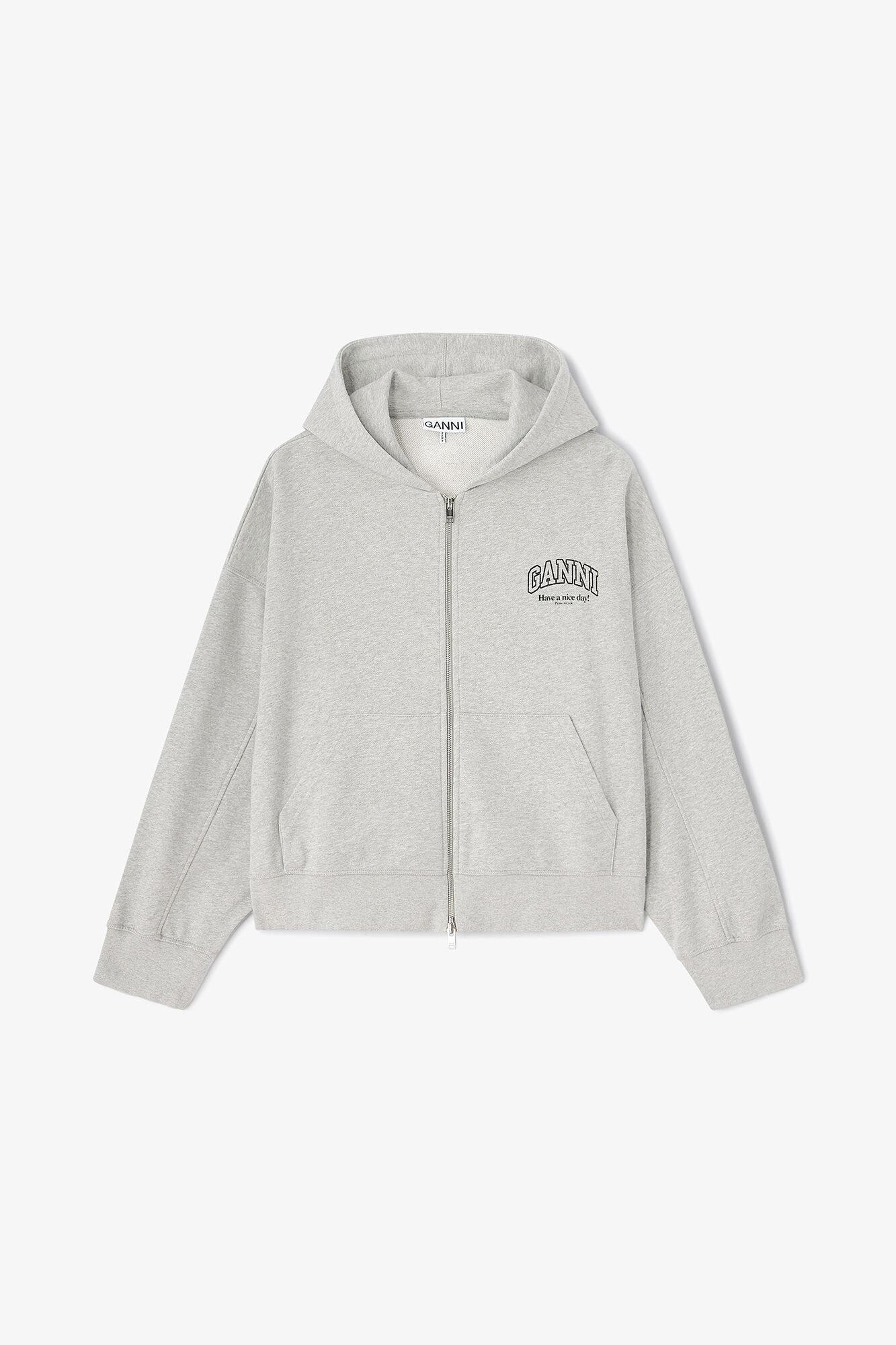 Essential Kapuzenjacke mit Rei&szlig;verschluss, Organic Cotton, in colour Paloma - 1 - GANNI
