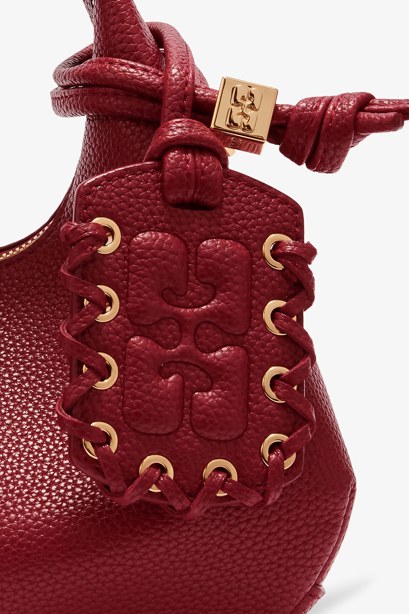 Red Dahlia Grained Mini Hobo Bag | GANNI US