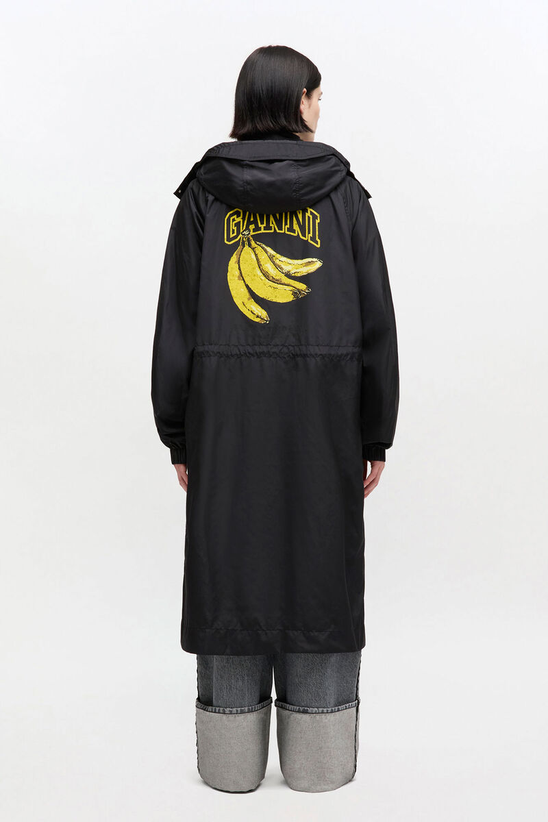Nylon Parka Coat, Recycled Polyamide, in colour Black - 2 - GANNI