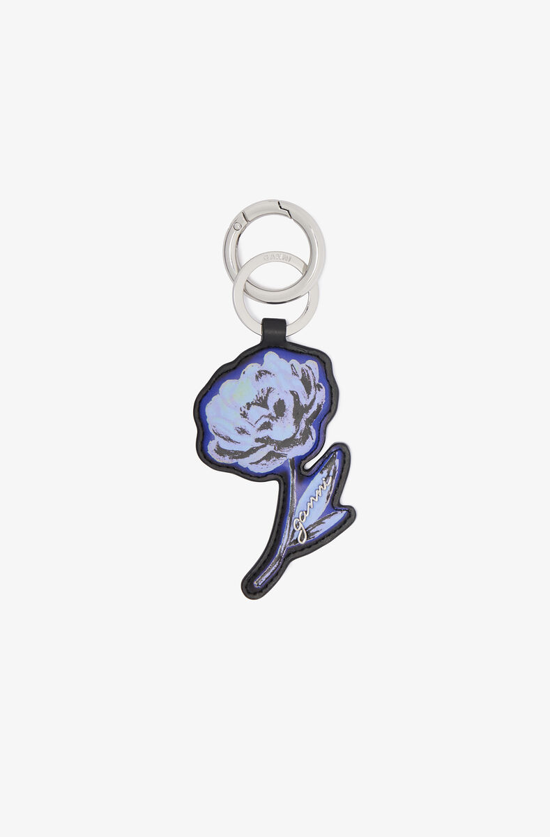 Flower Keyring, Polyester, in colour Black - 1 - GANNI