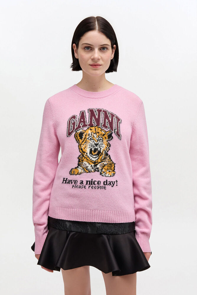 Pull en laine graphique, Chalk Pink