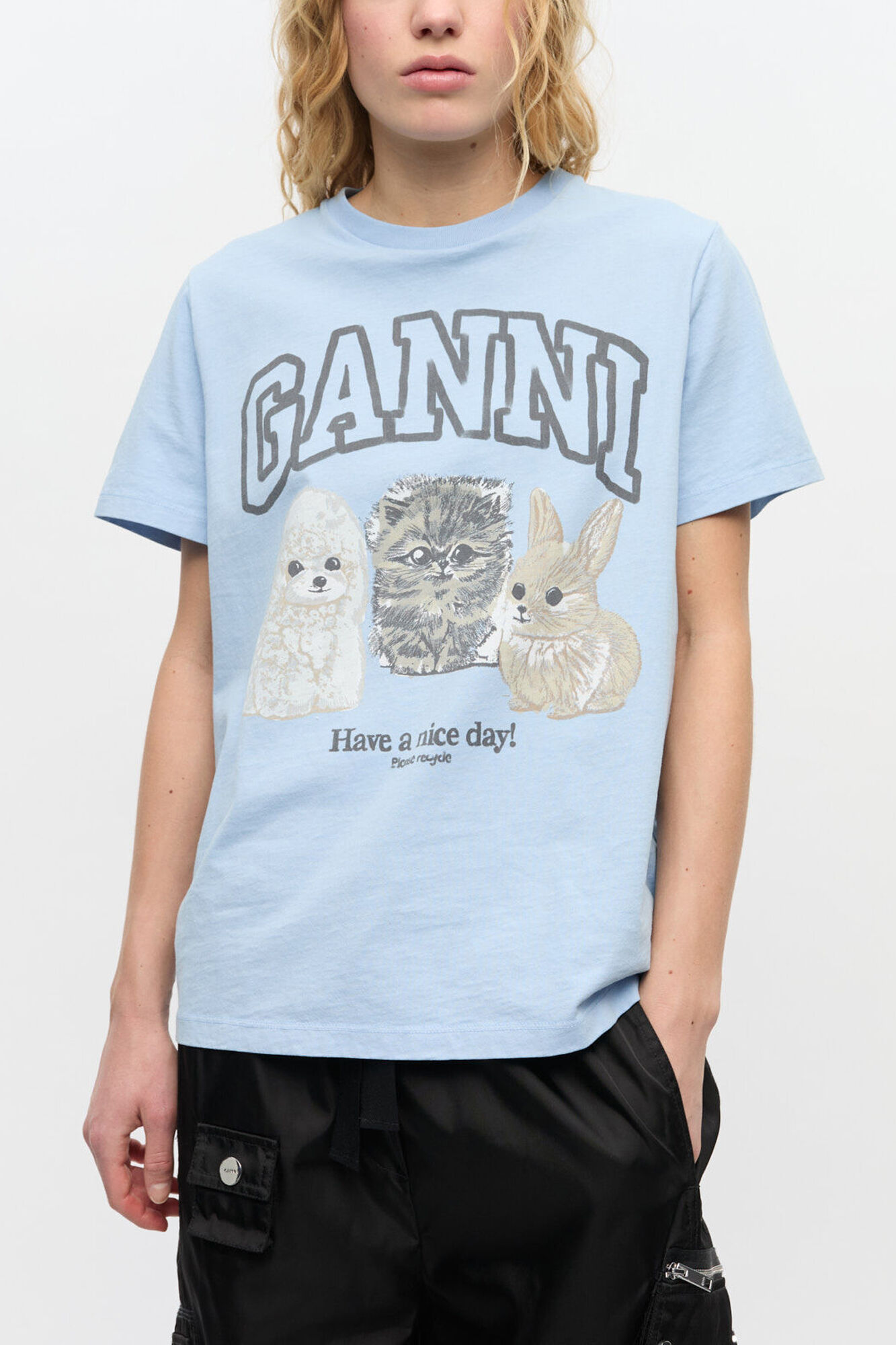 Ganni Animal T-Shirt ウサギ　ネゴ　Ｔシャツ　プリント A1050029_151_1.jpg