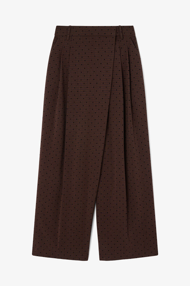 Pantalon crois&eacute; &agrave; carreaux floqu&eacute;s, Chicory Coffee