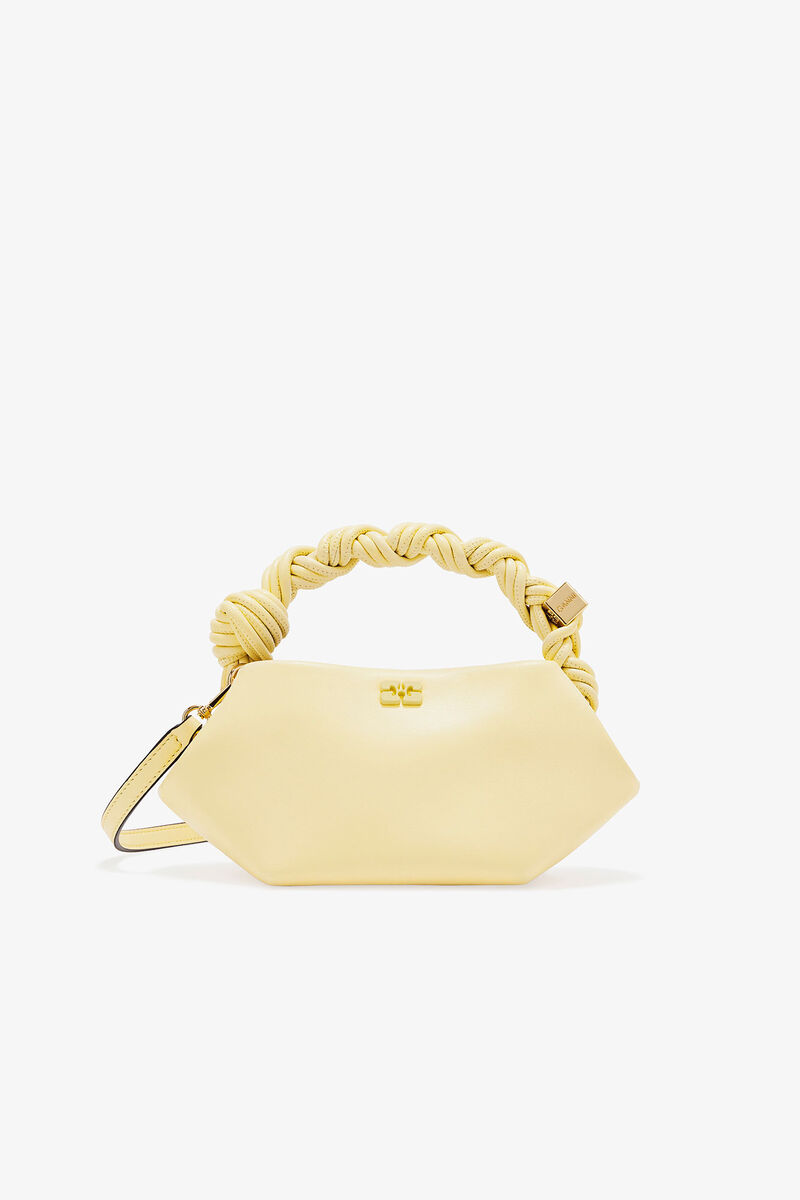 Mini Bou Bag in Yellow, Recycled Leather, in colour Yellow Cream - 1 - GANNI