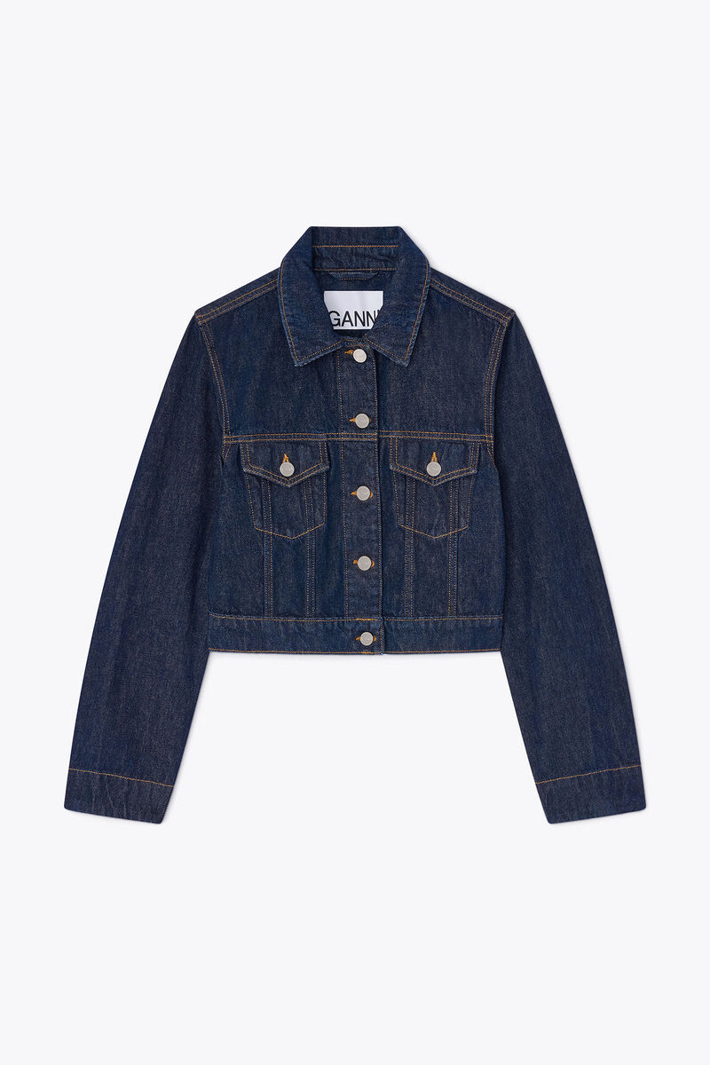 Veste en denim d&eacute;lav&eacute;, Organic Cotton, in colour Rinse - 1 - GANNI