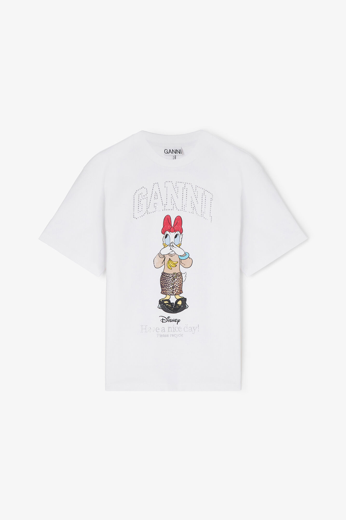 Daisy Duck White Printed T-shirt, Organic Cotton, in colour Bright White - 1 - GANNI
