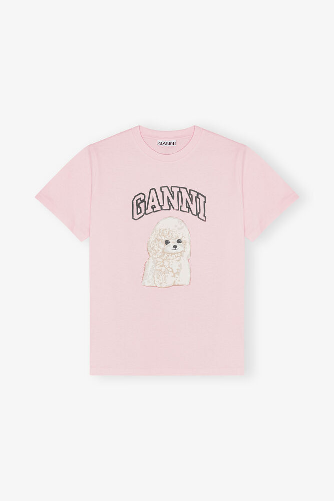 Pink Poodle Print T-shirt, Chalk Pink