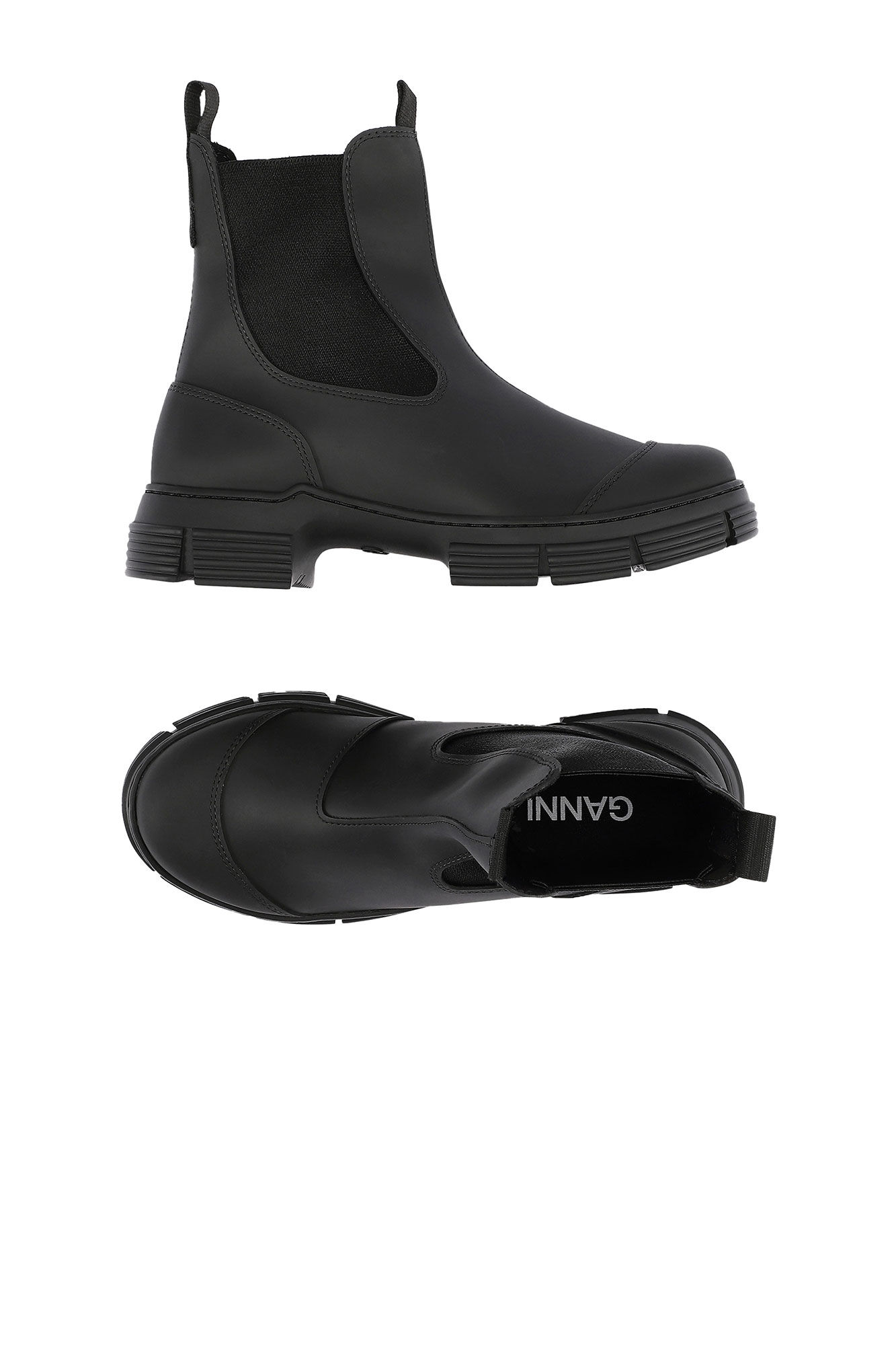 City Boots, Recycled rubber, in colour Black - 2 - GANNI