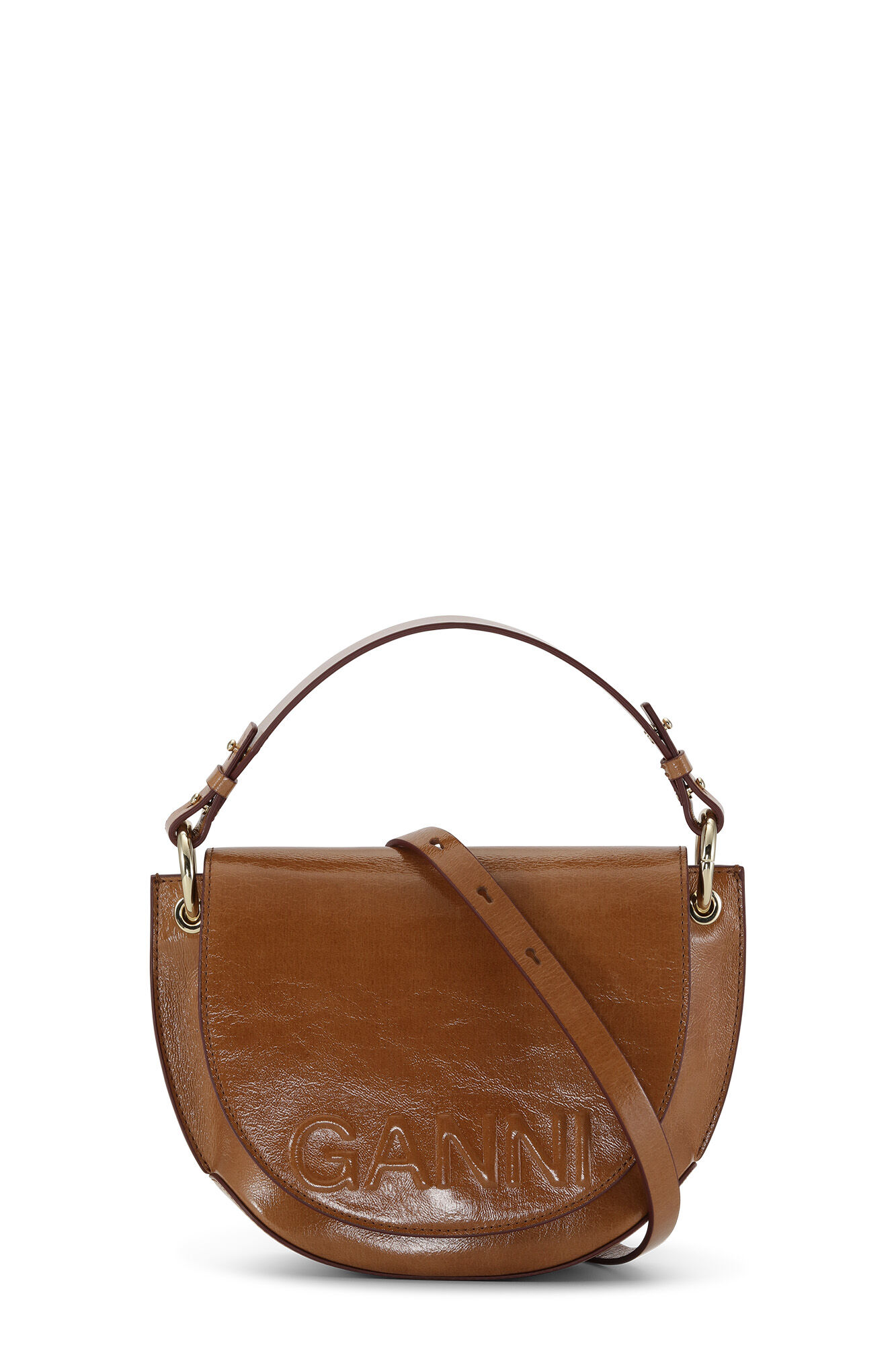 Brown Banner Saddle Bag GANNI US