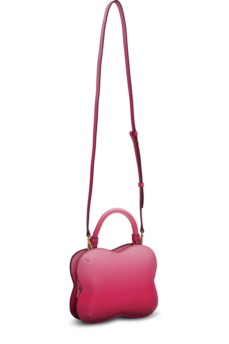 Pink Gradient Small Butterfly Crossbody-veske, Polyester, in colour Hot Pink - 2 - GANNI