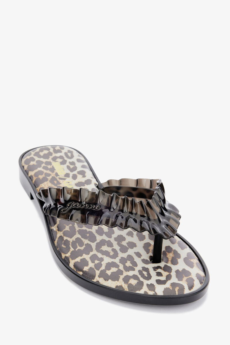 Melissa Flip Flop in Leopard, Polyvinyl Chloride, in colour Black - 4 - GANNI
