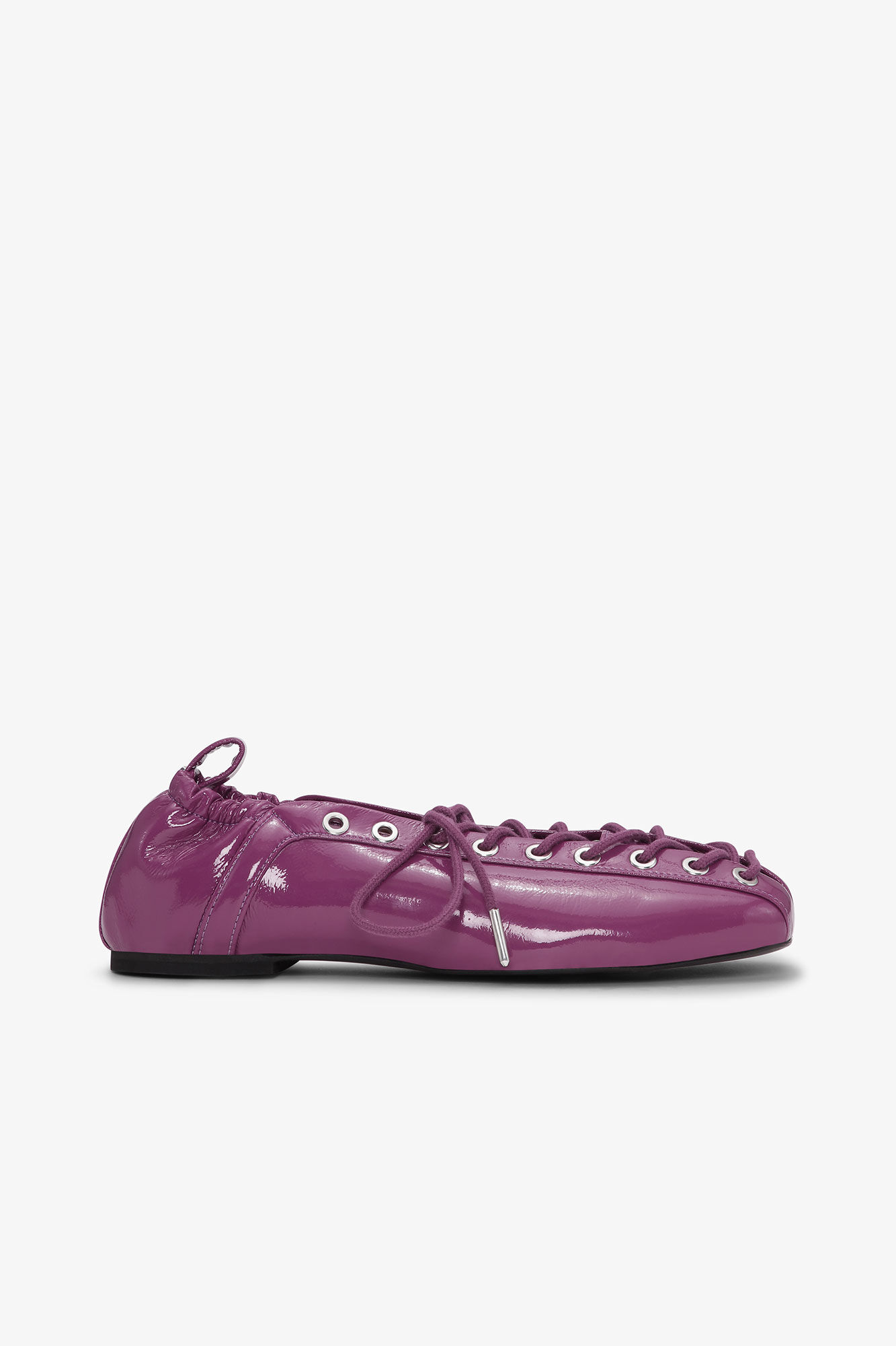Lace-Up Ballerinas in Purple, Lyocell, in colour Fairy Tale - 1 - GANNI