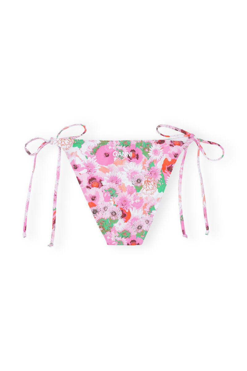 Printed String Bikini Briefs, Elastane, in colour Sugar Plum - 2 - GANNI
