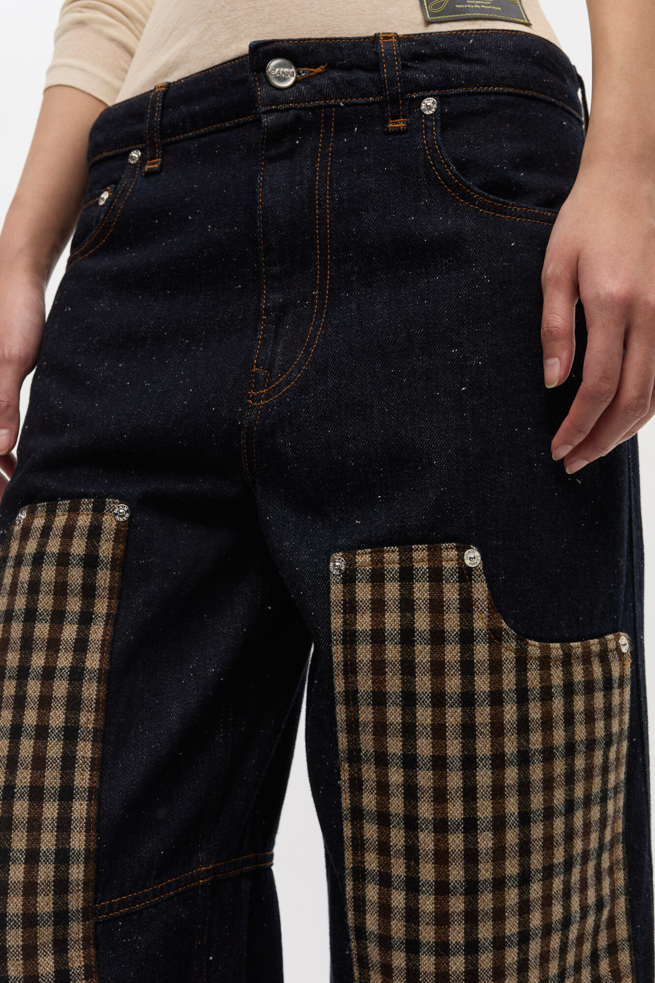 Neppy Carpenter Jeans, Cotton, in colour Dark Blue Stone - 3 - GANNI