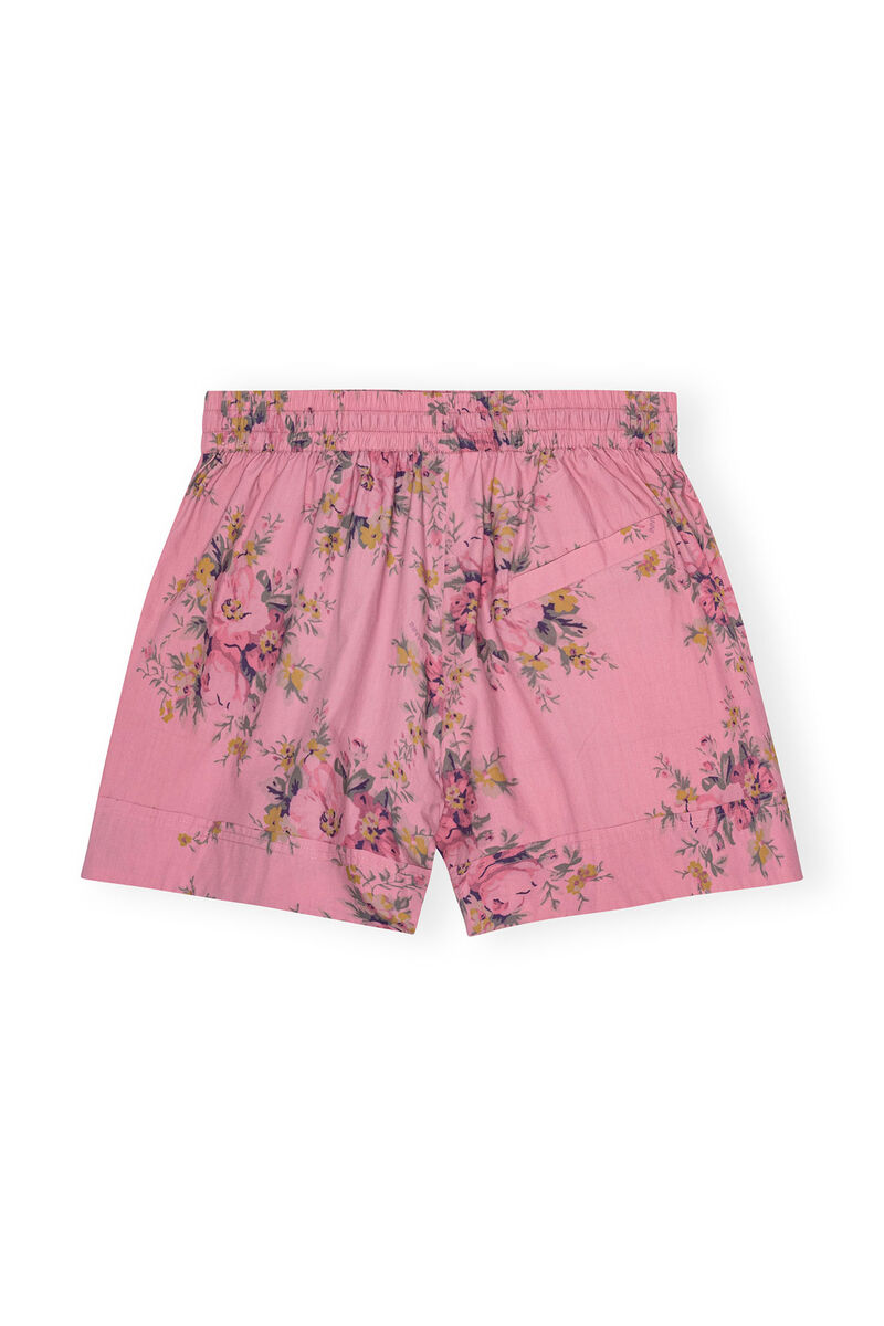 Printed Cotton Elasticated Shorts, Cotton, in colour Orchid Smoke - 2 - GANNI