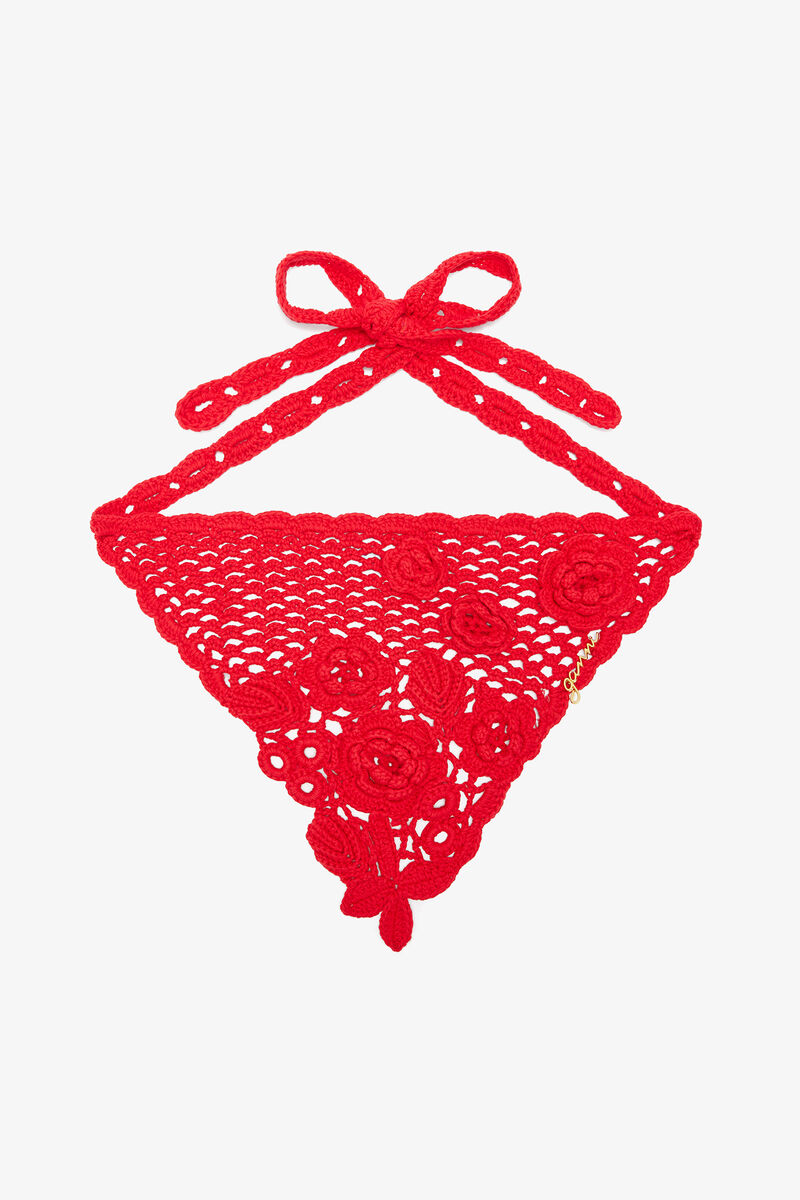 Hovedt&oslash;rkl&aelig;de i bomuldscrochet, Organic Cotton, in colour Goji Berry - 1 - GANNI