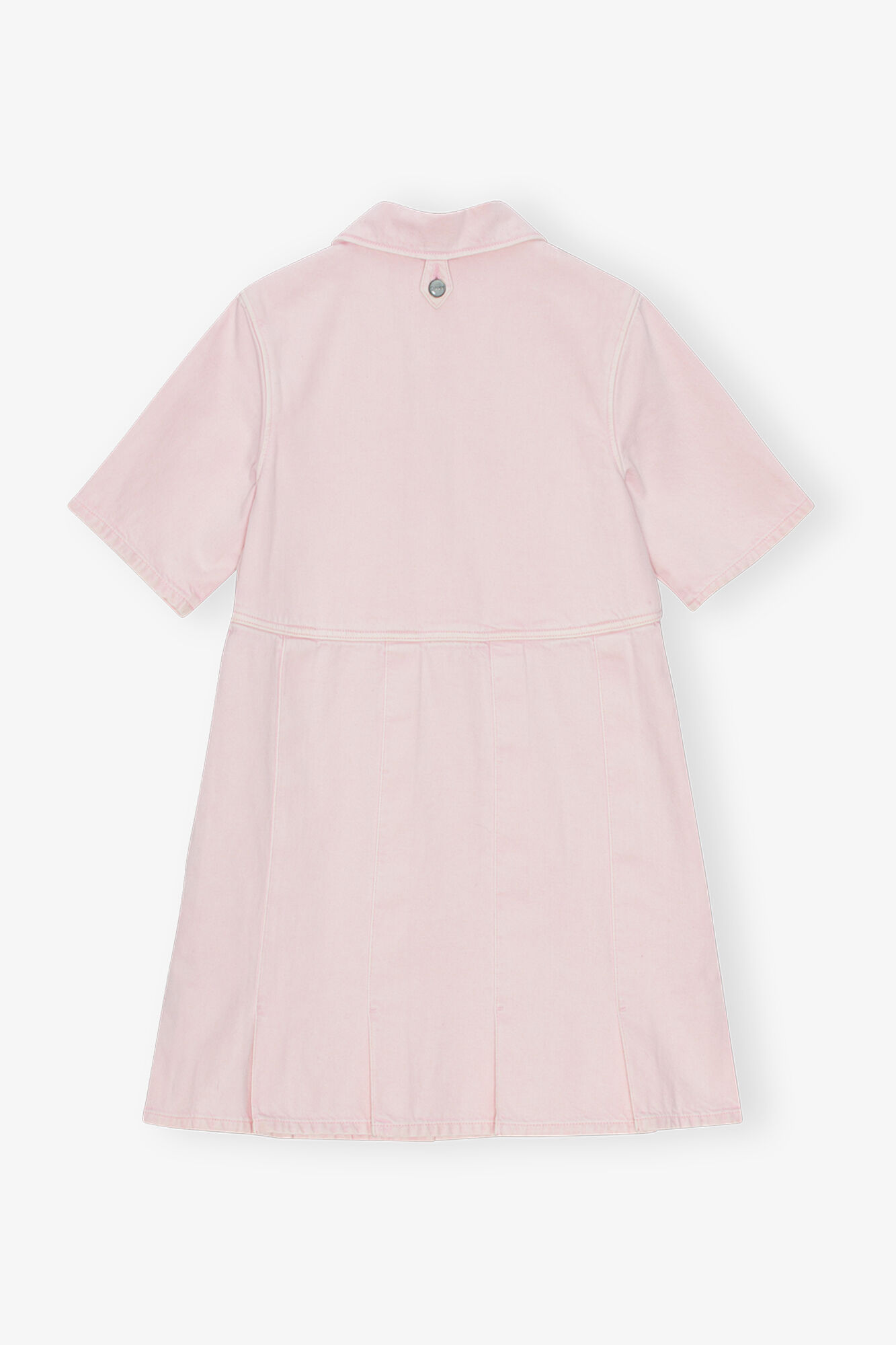 Pink Denim Mini Dress, Cotton, in colour Chalk Pink - 2 - GANNI
