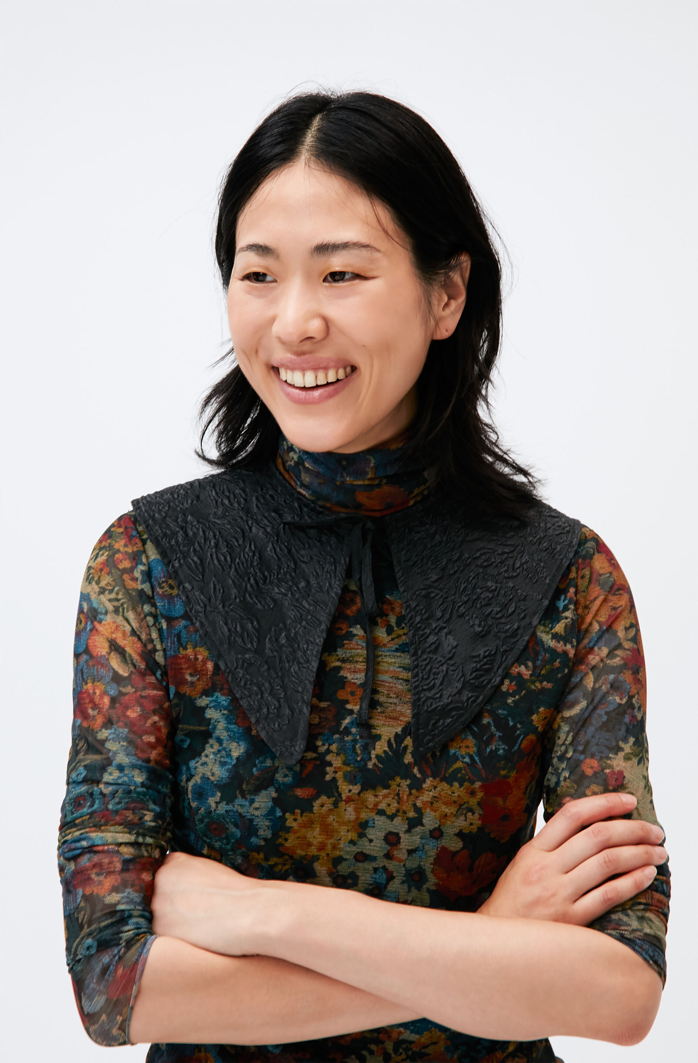 Jacquard Organza Long Flip Collar | GANNI