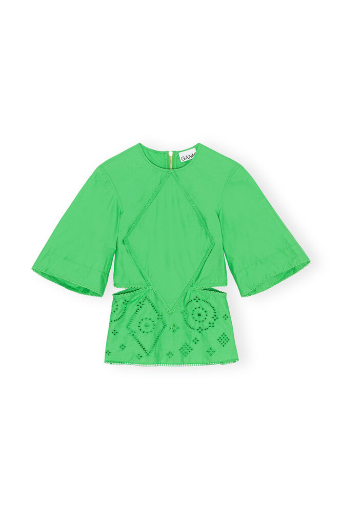 Broderie Anglaise Blouse, Kelly Green