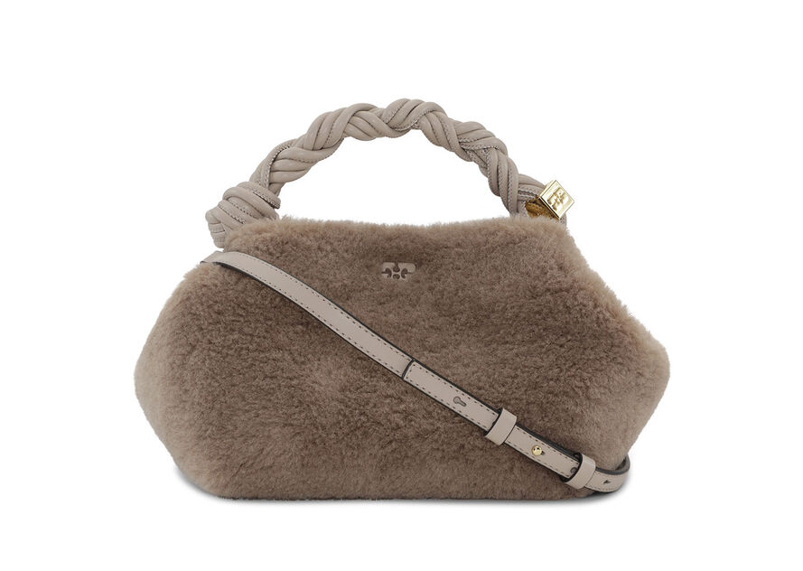 Light Grey Fluffy Small GANNI Bou Bag
