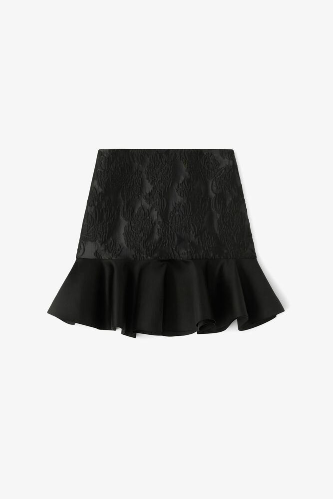 Mininederdel i satin cloqu&eacute;, Black