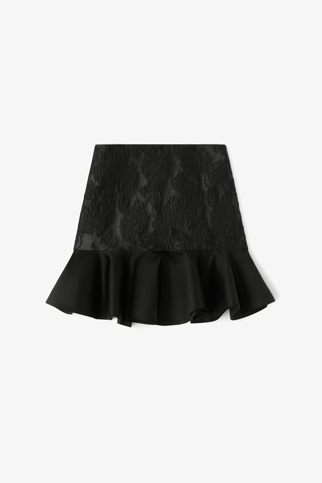 Satin Cloque Mini Skirt, Recycled Polyester, in colour Black - 1 - GANNI
