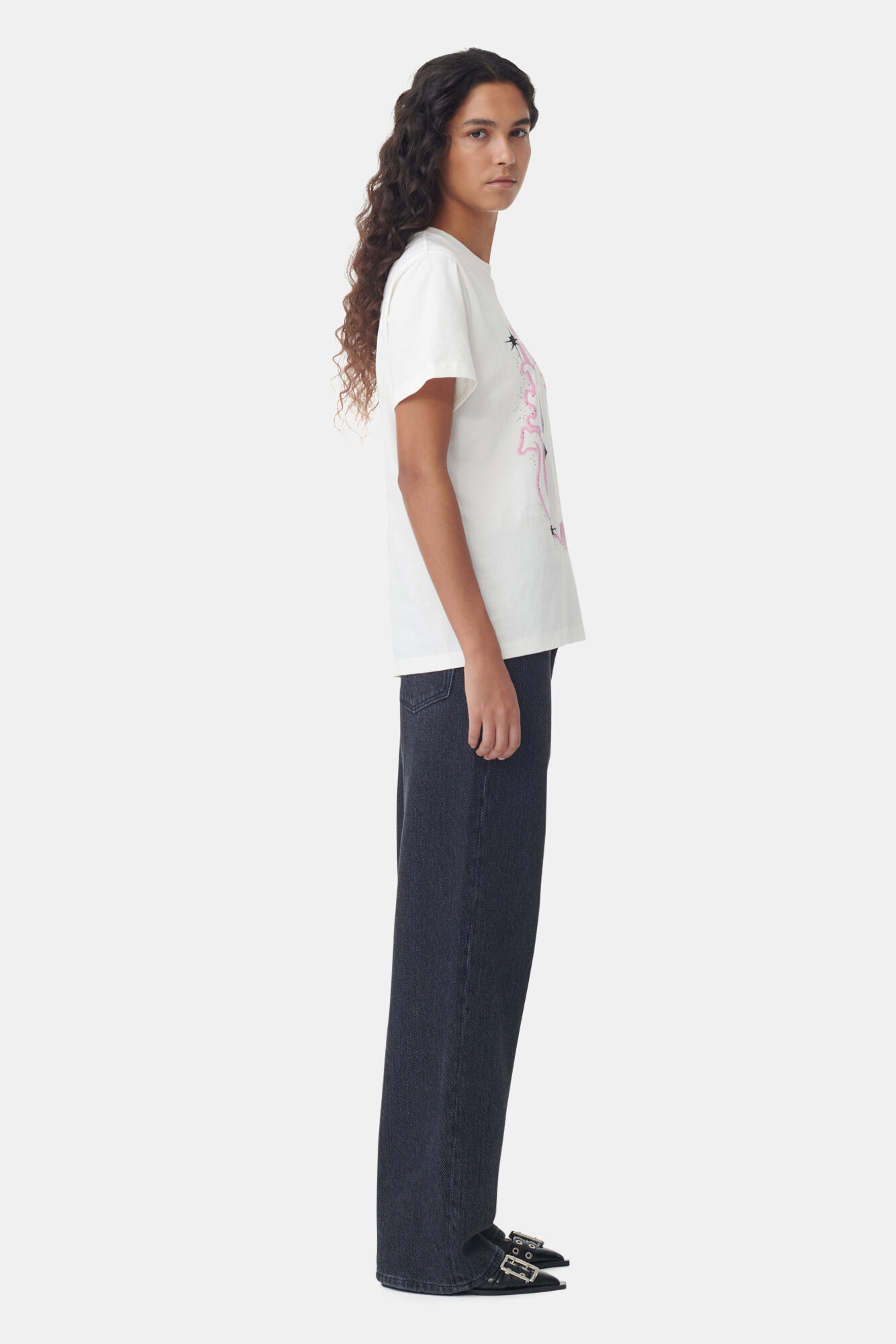 White Relaxed Dragon T-Shirt, Cotton, in colour Egret - 3 - GANNI