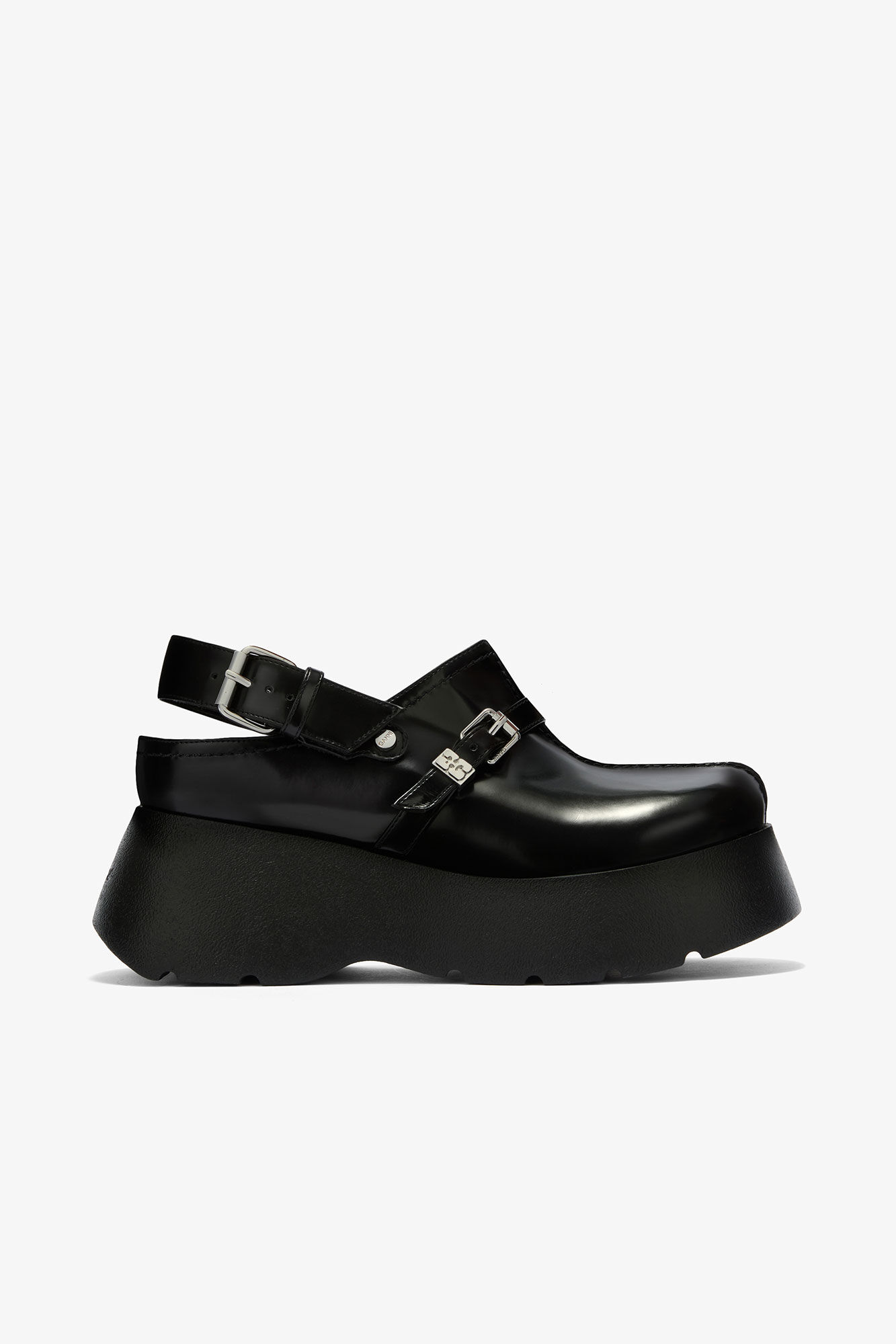 Platform Clogs in Black Oleatex, Polyurethane, in colour Black - 1 - GANNI