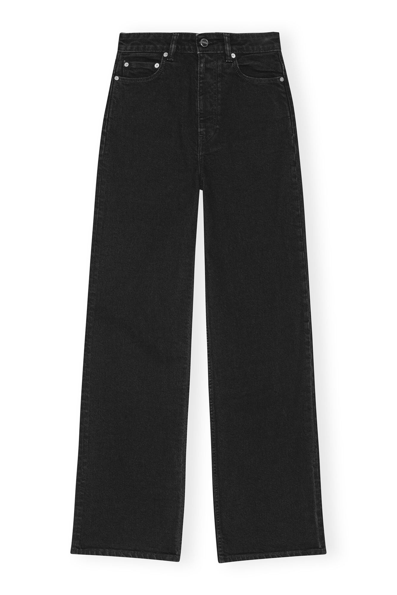 Vasket, svart Andi-jeans, Cotton, in colour Washed Black/Black - 1 - GANNI