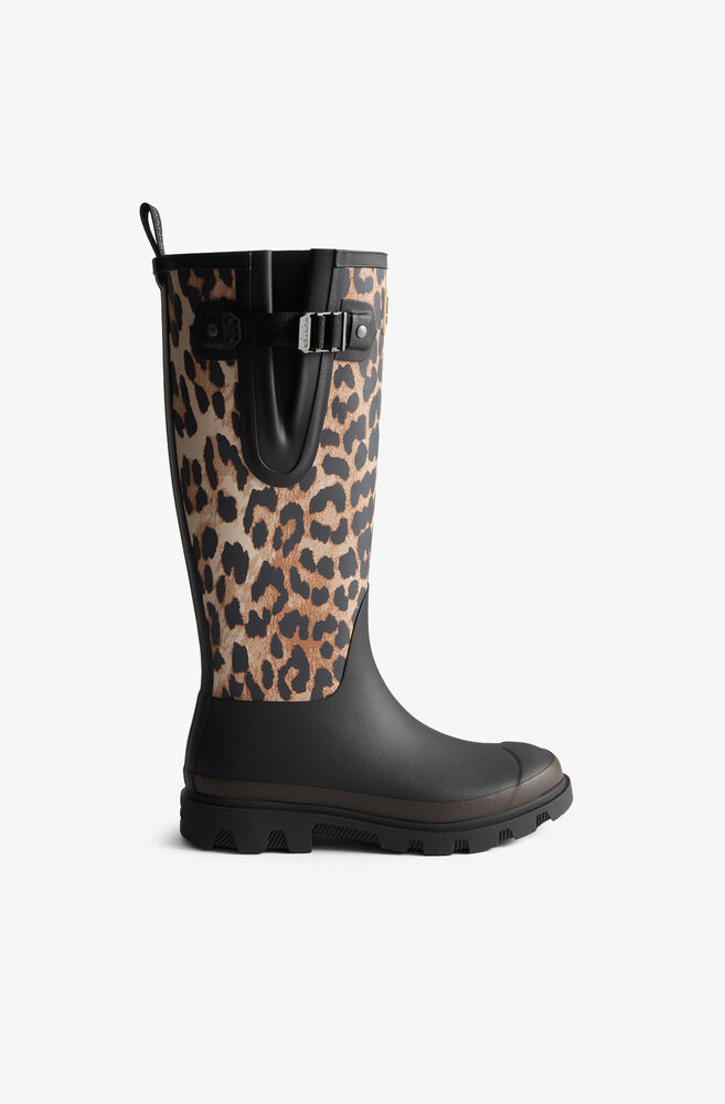 Downpour Tall Boots in Leopard, Almond Milk