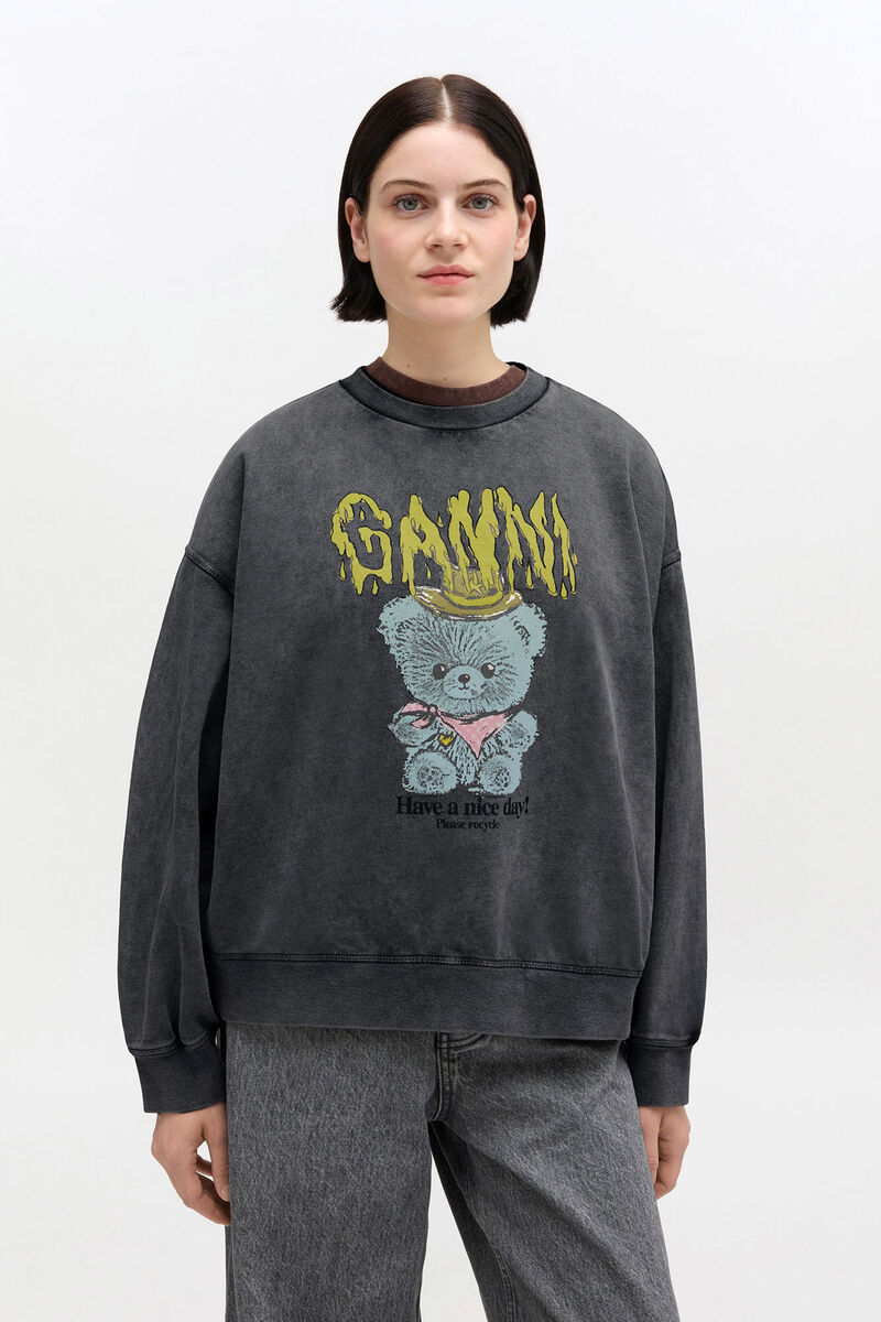 Vintage Wash Sweatshirt, in colour Black Washed - 1 - GANNI