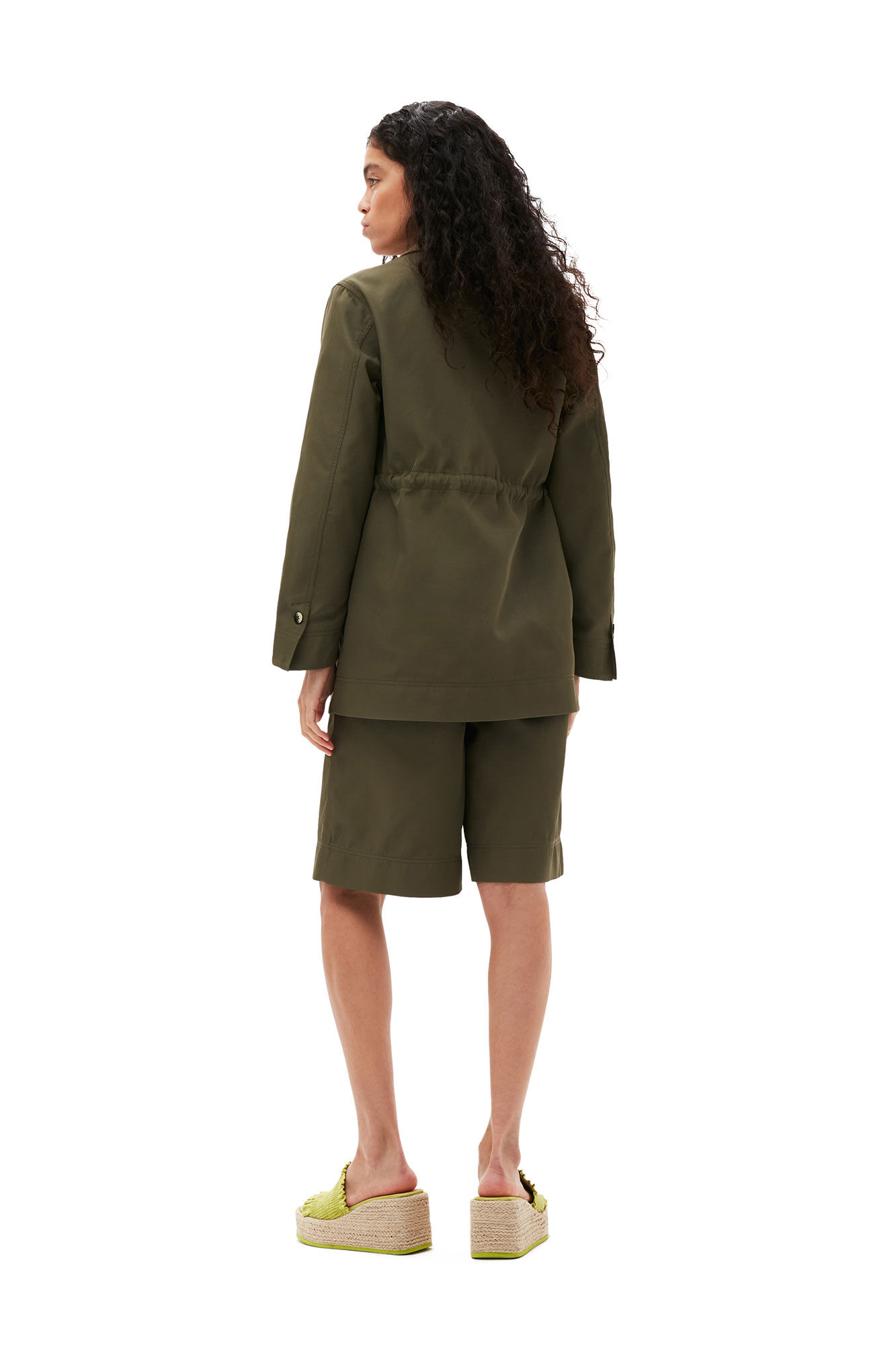Schwere Twill-Jacke, Recycled Polyester, in colour Kalamata - 3 - GANNI