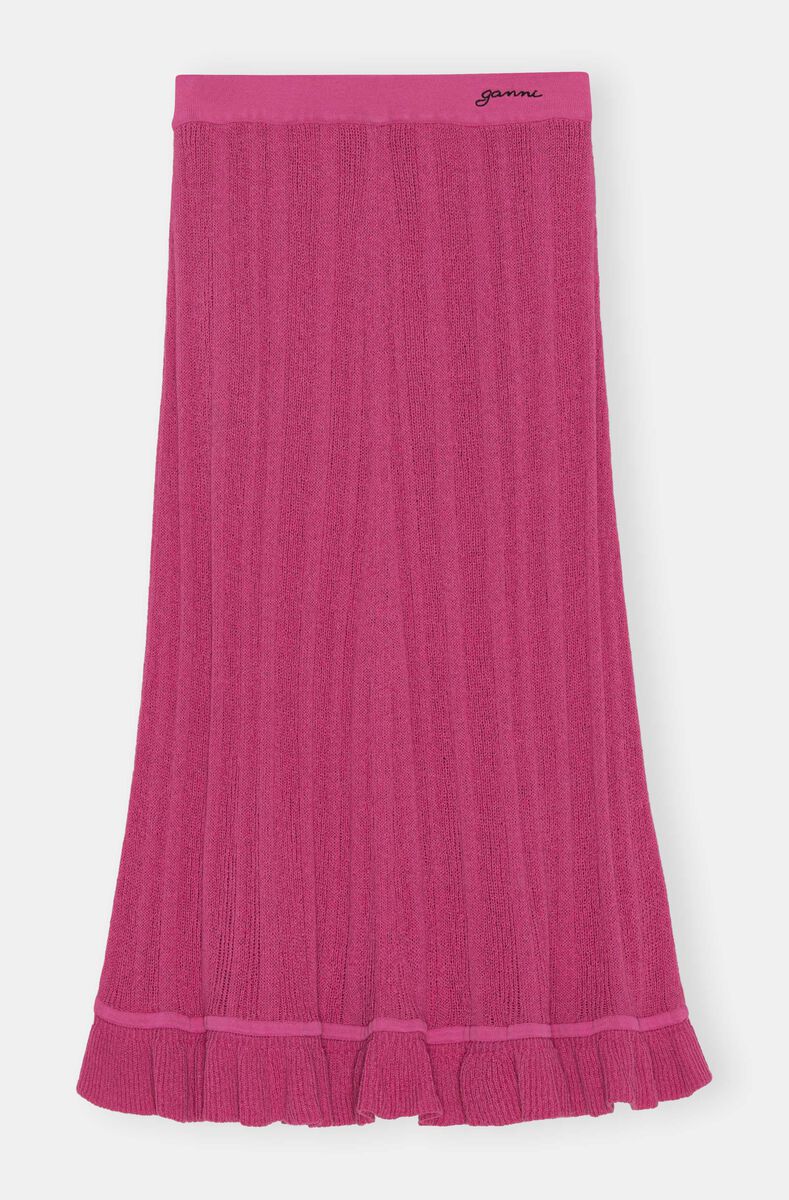 Boucle Midi Skirt, Cotton, in colour Phlox Pink - 1 - GANNI