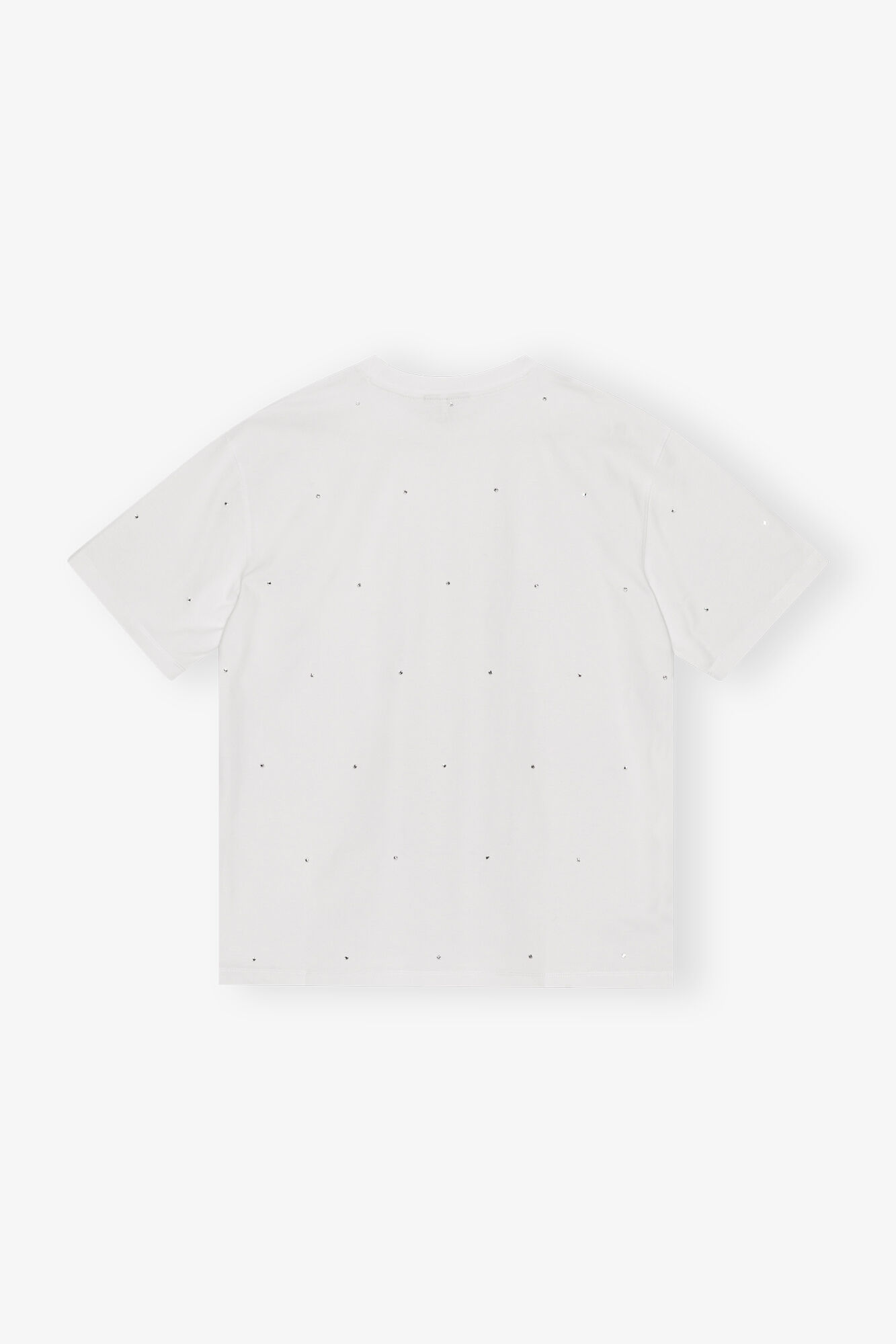 White Heavy Cotton Drop Shoulder Rhinestone T-shirt, Cotton, in colour Bright White - 2 - GANNI