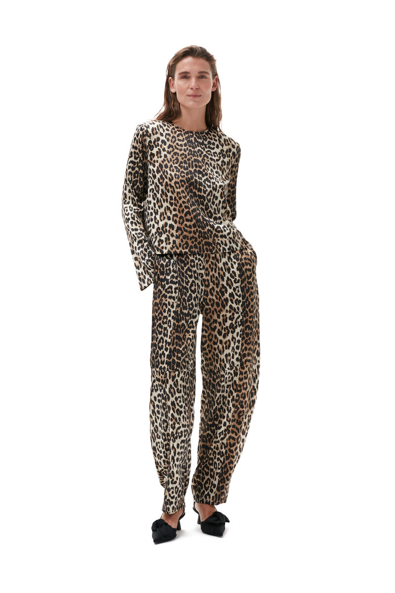 Silk Leopard Bluse, in colour Leopard - 1 - GANNI