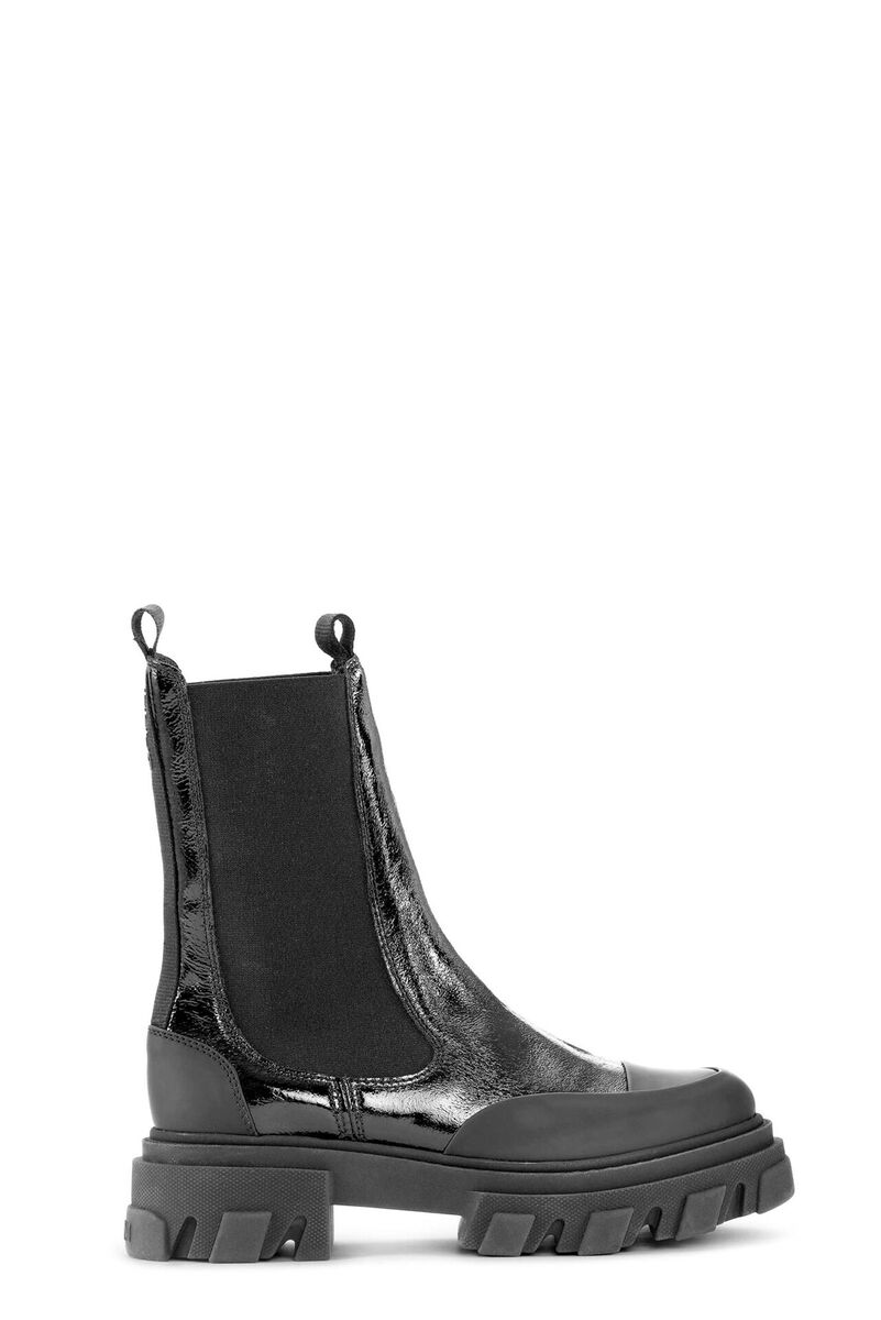 Naplack Mid Chelsea Boot, Calf Leather, in colour Black - 1 - GANNI