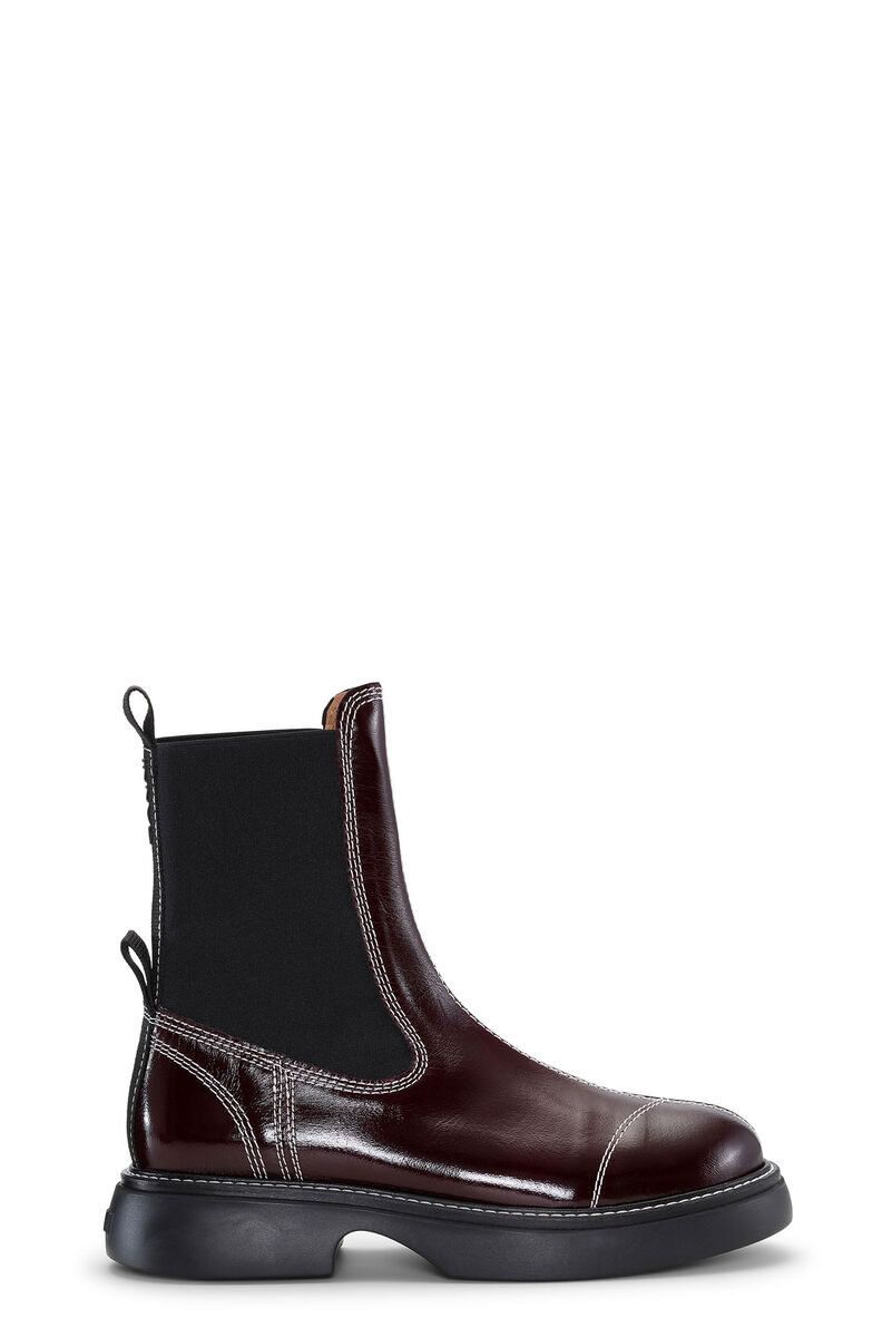 Burgundy Everyday Mid Chelsea Boots, Polyester, in colour Burgundy - 1 - GANNI