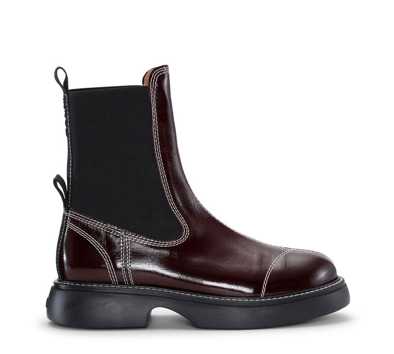 Burgundy Everyday Mid Chelsea Boots, Polyester, in colour Burgundy - 1 - GANNI