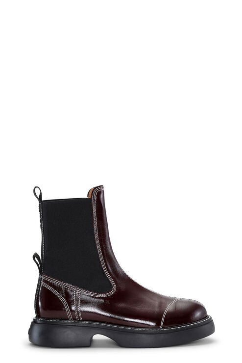 Ganni Everyday Mid Chelsea Boots In Burgundy